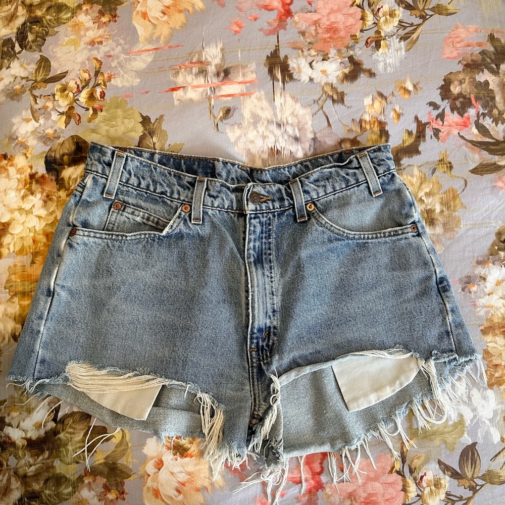 Levi's Light Blue Distressed Jean Shorts
